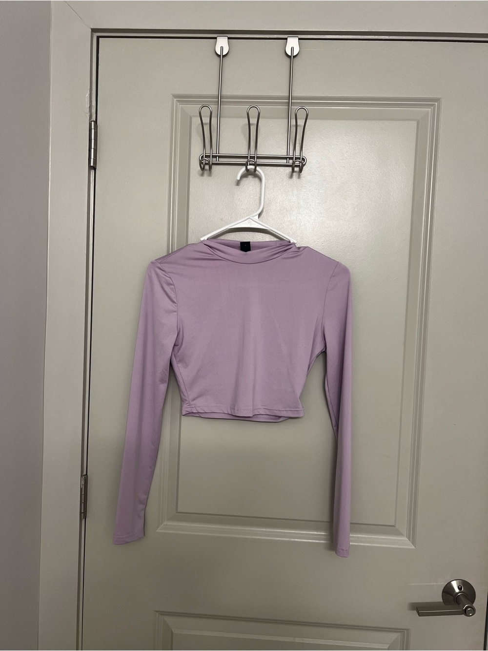 SHEIN Lavender Long Sleeve Cropped Top